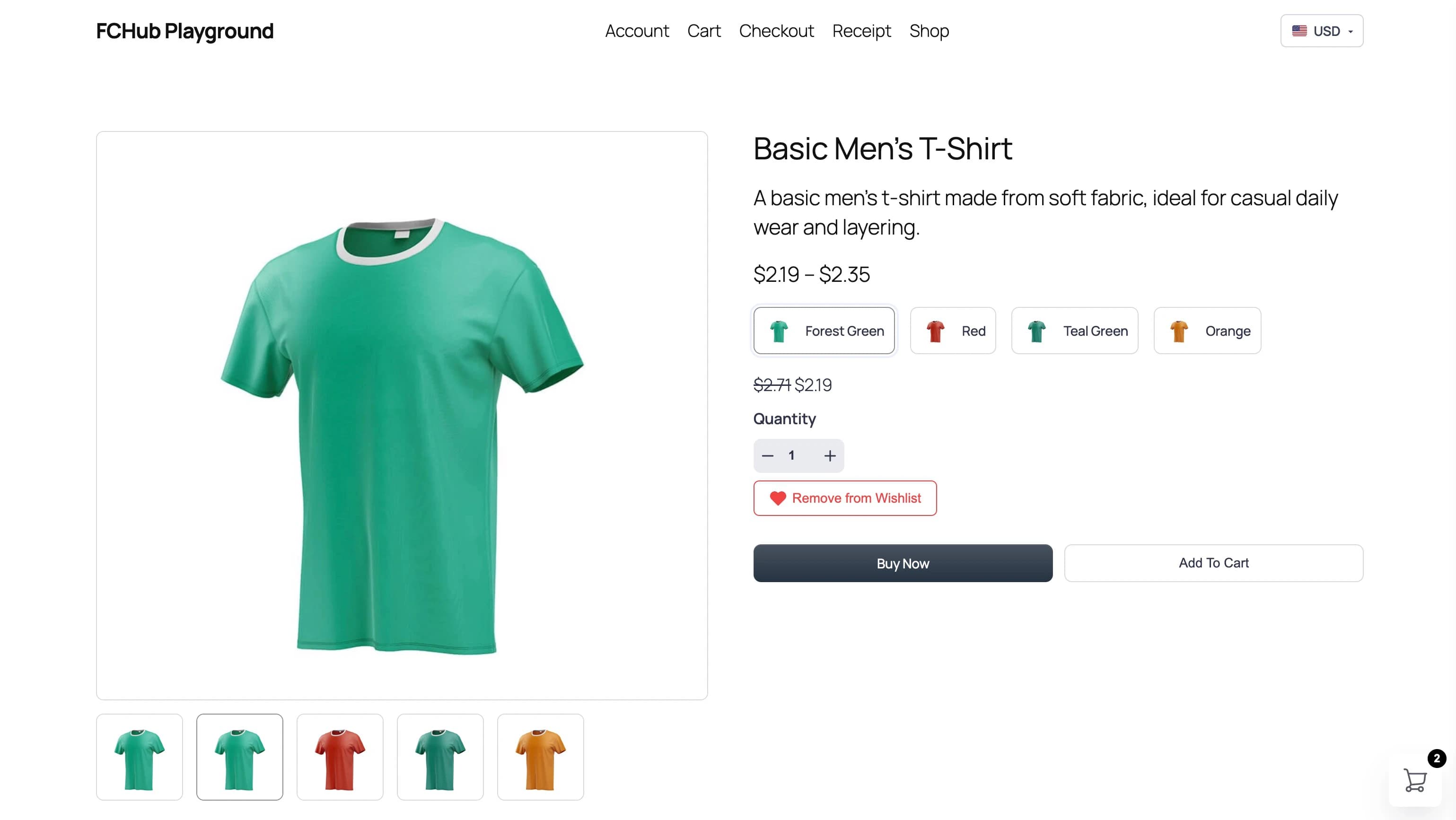 Single product page with "Remove from Wishlist" button showing a filled red heart icon