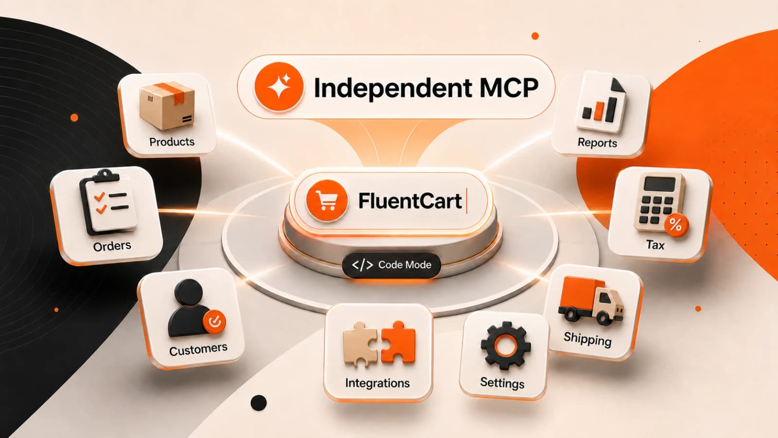 Independent FluentCart MCP connecting store administration and analysis through Code Mode